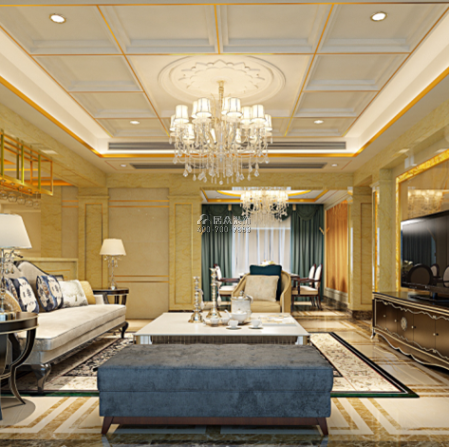 尚峰花园125平方米欧式风格平层户型客厅装修效果图