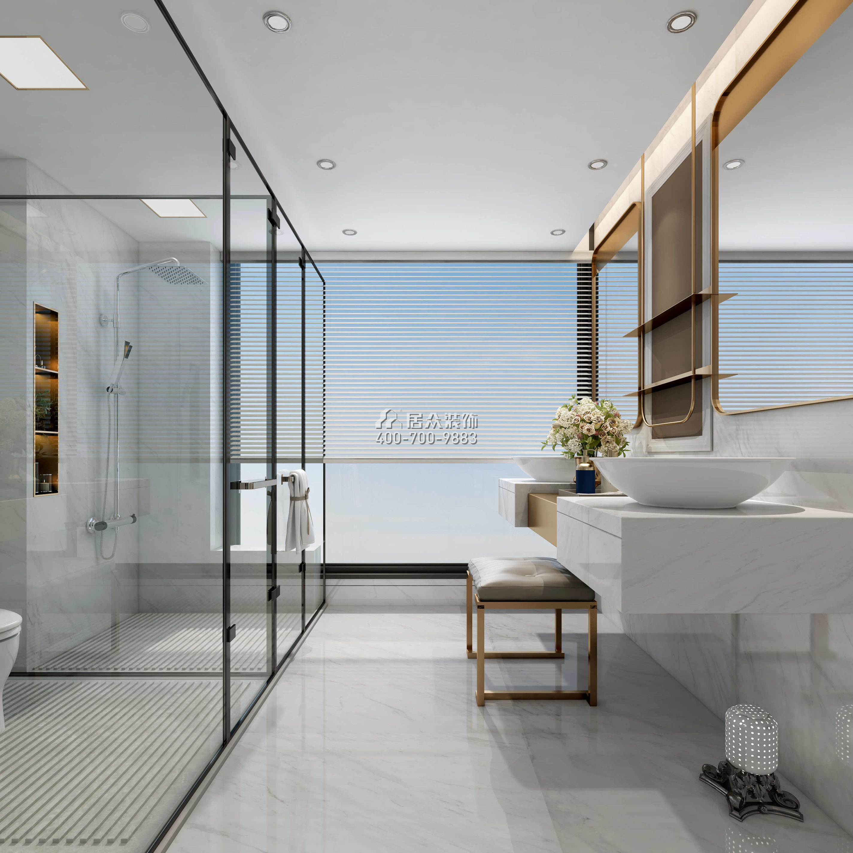 天鹅堡370平方米现代简约风格平层户型卫生间装修效果图