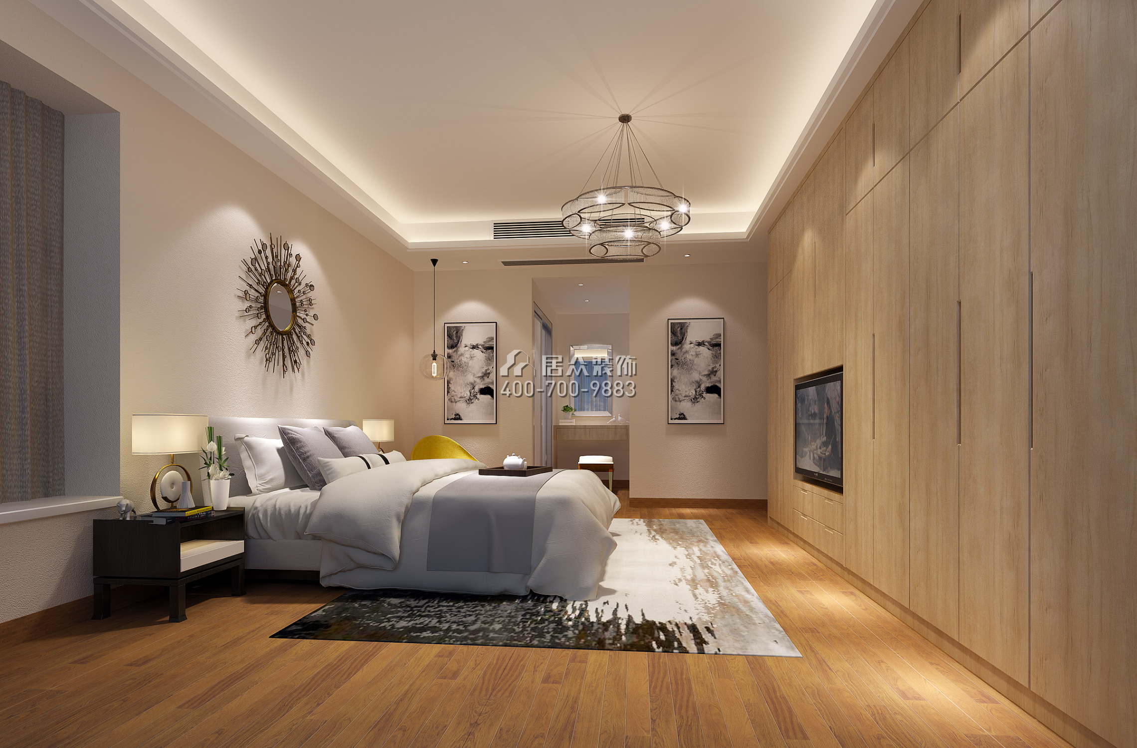 天誉190平方米现代简约风格平层户型卧室装修效果图