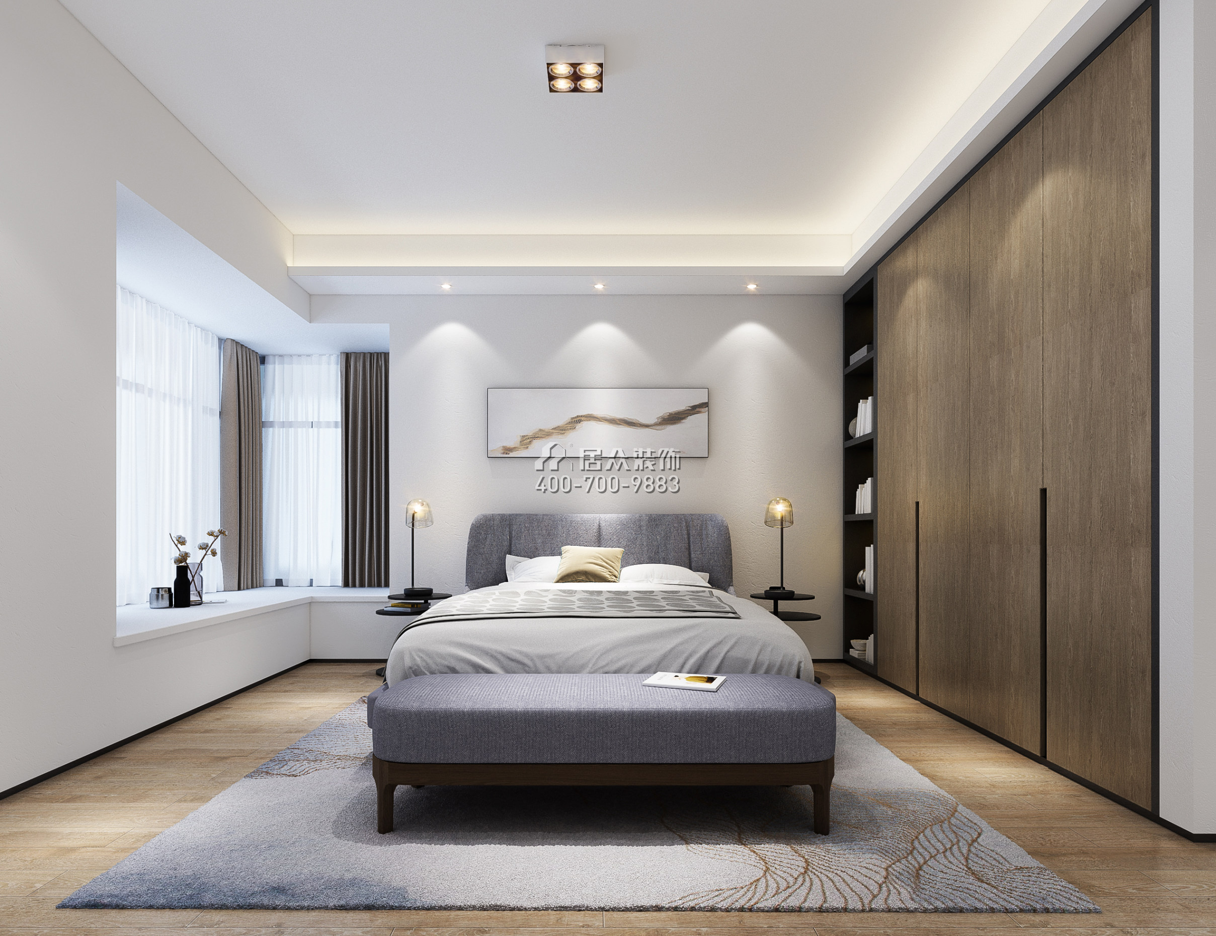 熙龙湾二期274平方米现代简约风格复式户型卧室装修效果图