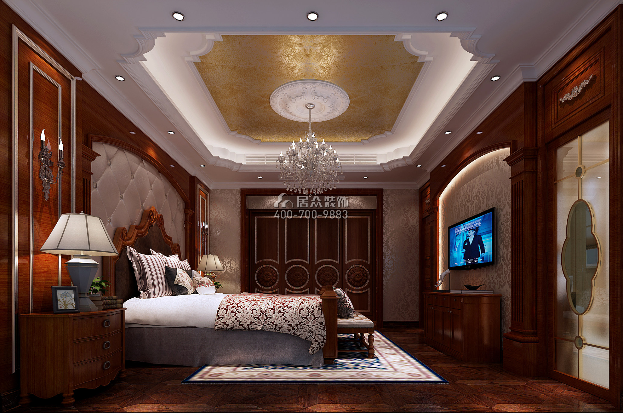雅宝新城280平方米新古典风格别墅户型卧室装修效果图