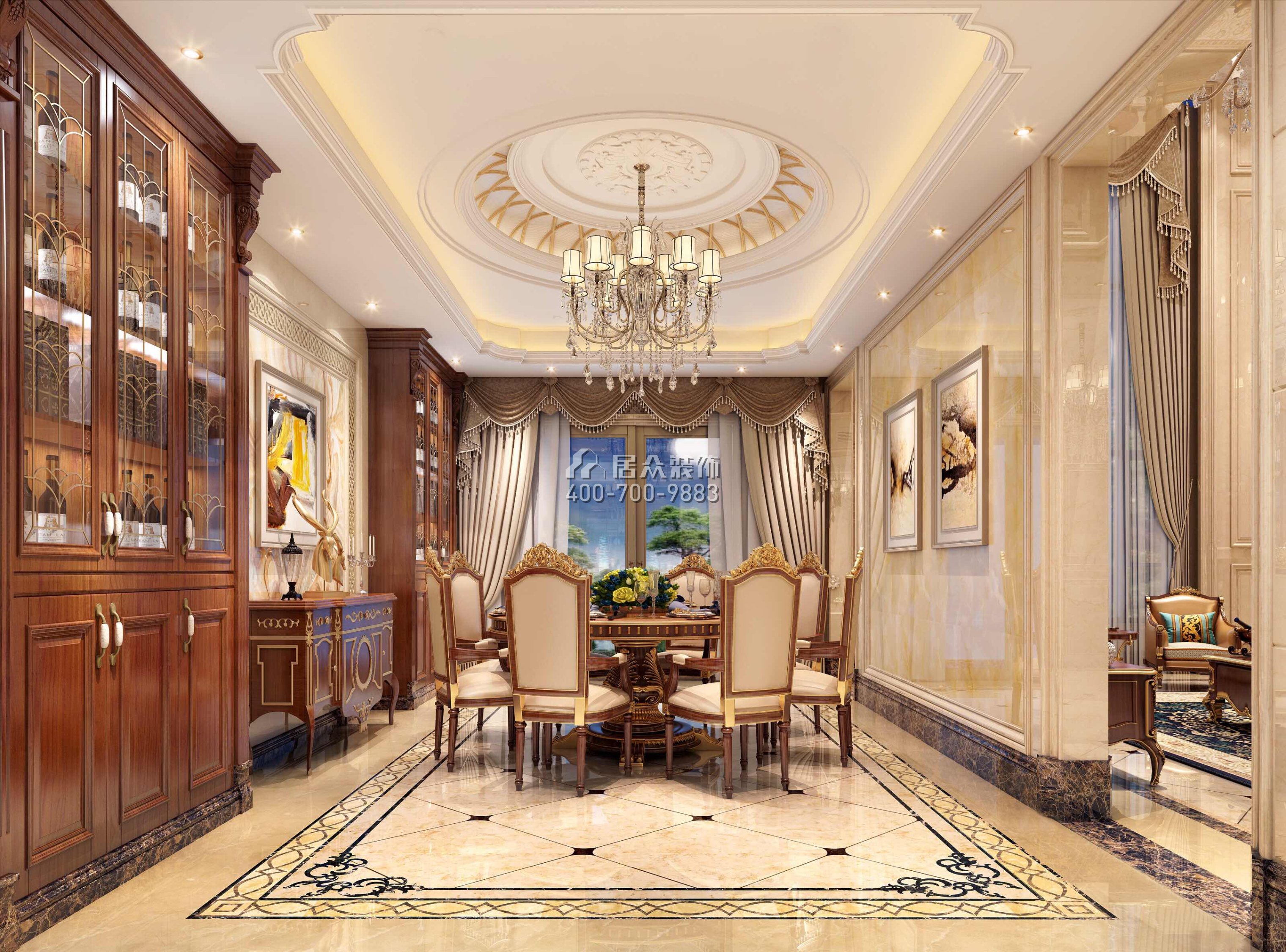 海逸豪庭321平方米欧式风格别墅户型餐厅装修效果图