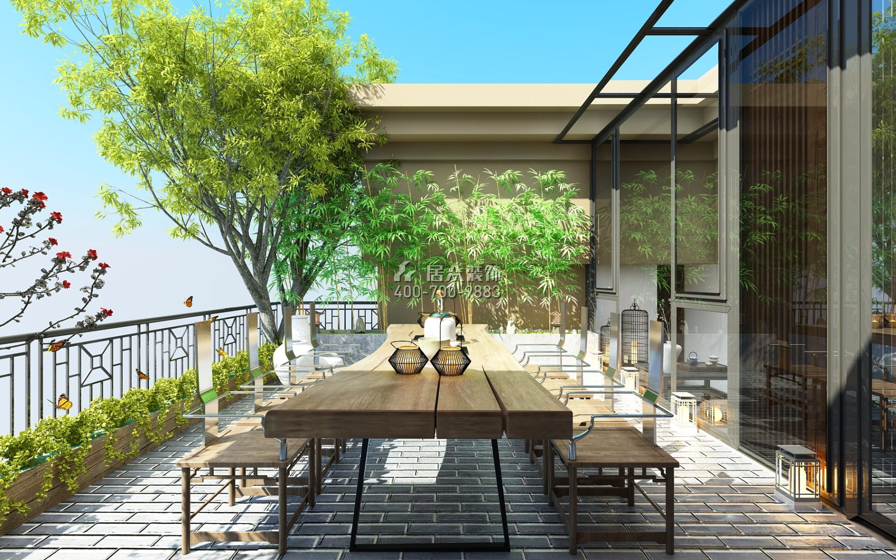 德景园274平方米中式风格复式户型阳台装修效果图