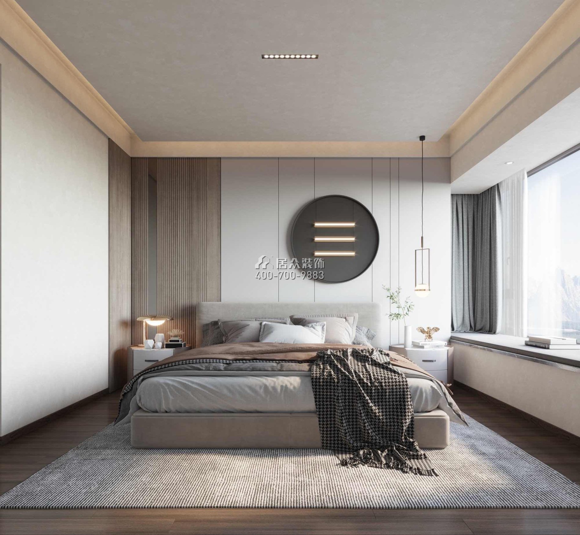 华发绿洋湾160平方米现代简约风格平层户型卧室装修效果图