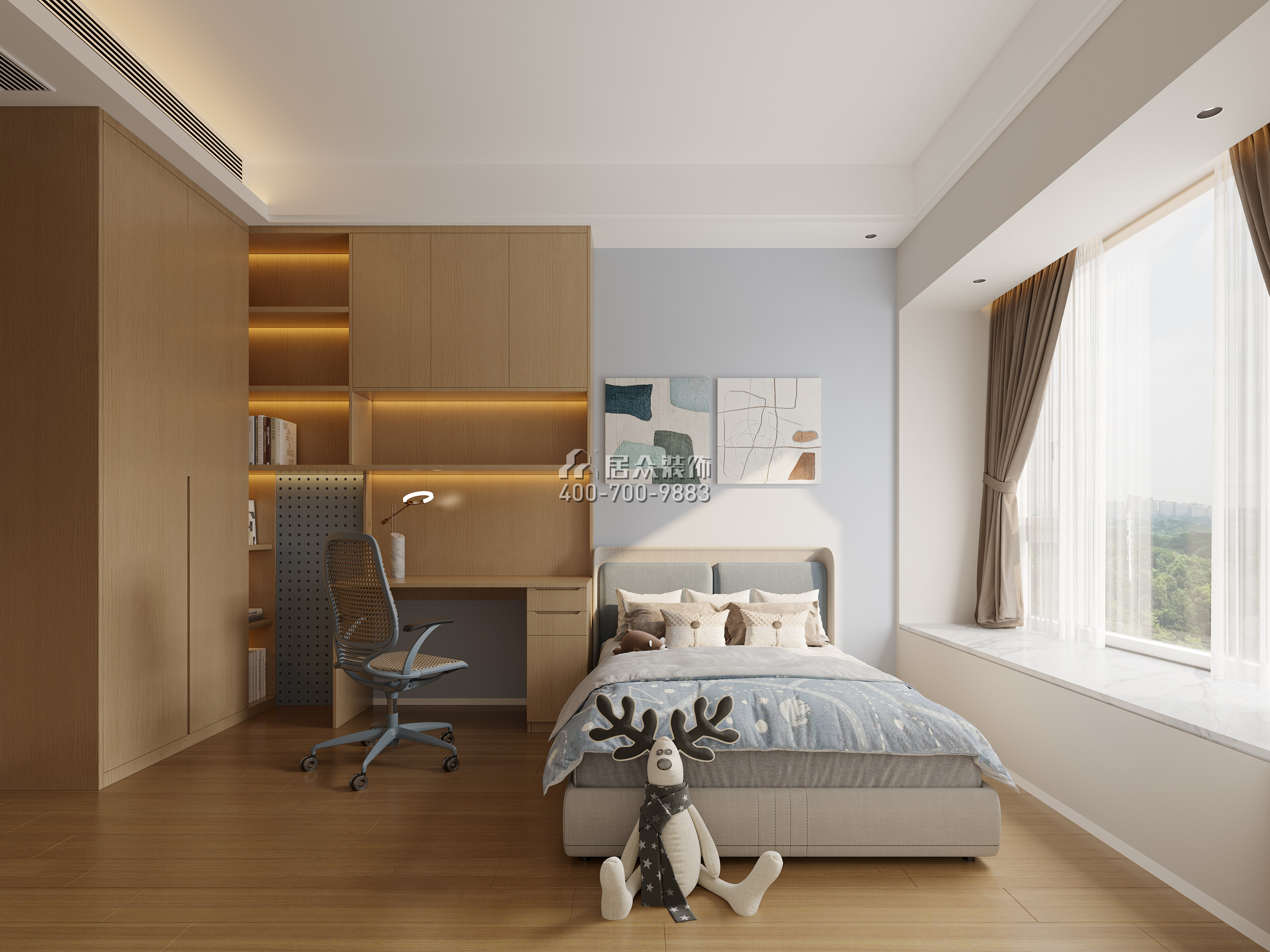海印长城136平方米现代简约风格平层户型卧室装修效果图