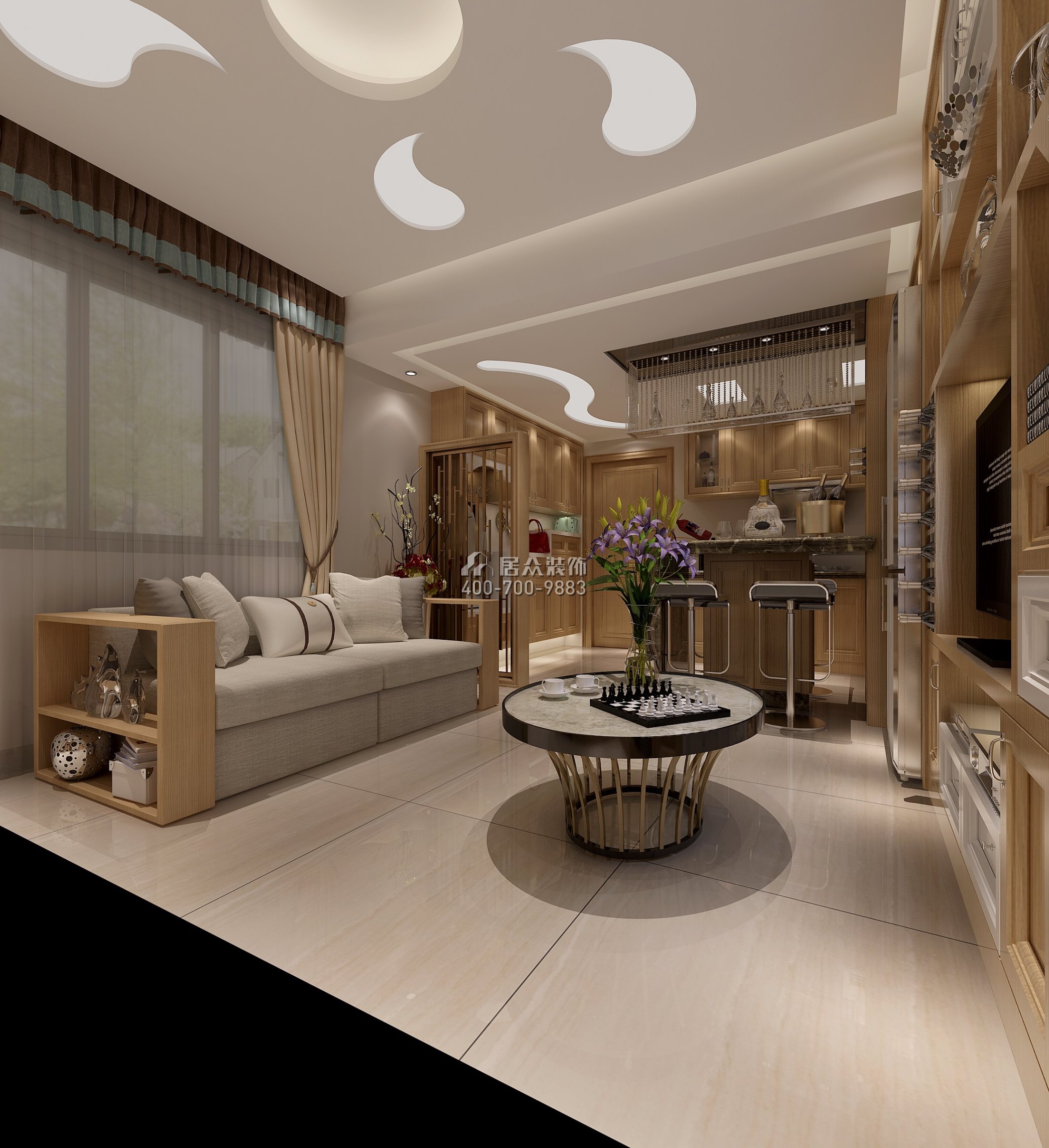 淘金家园60平方米其他风格平层户型客厅kok电竞平台效果图