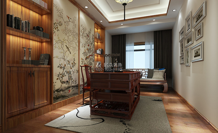 中海千燈湖一號211平方米中式風格平層戶型書房裝修效果圖