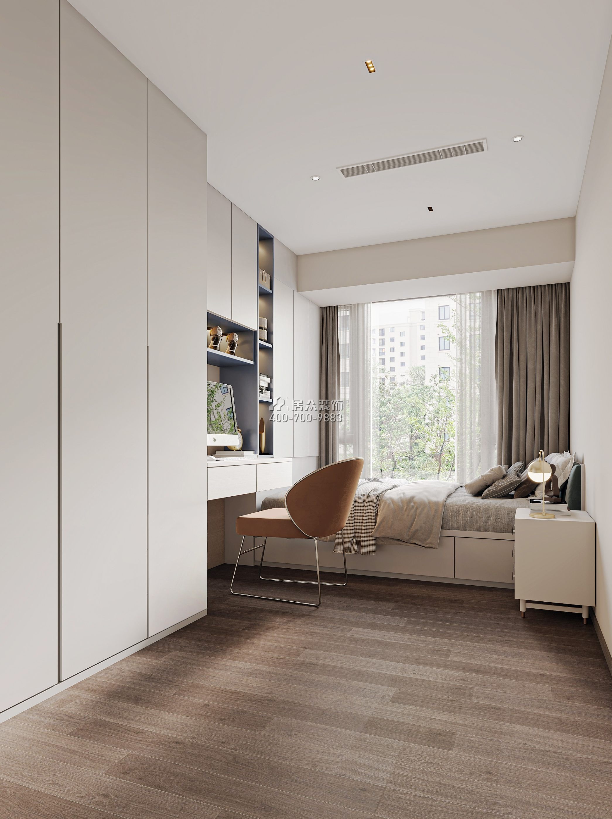 盛东江山赋214平方米现代简约风格平层户型卧室装修效果图