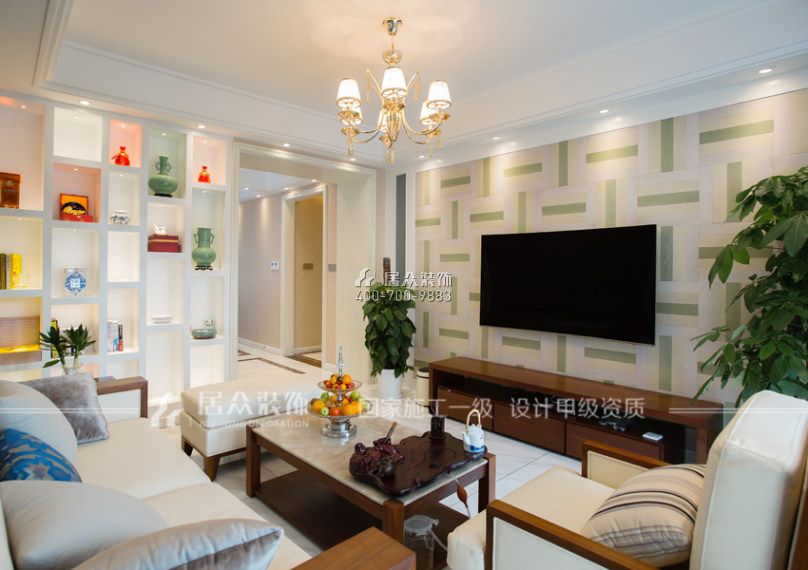 蓝天嘉苑150平方米中式风格平层户型客厅装修效果图