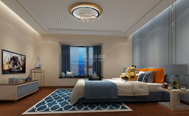 凯景中央首座320平方米现代简约风格自建房户型卧室装修效果图