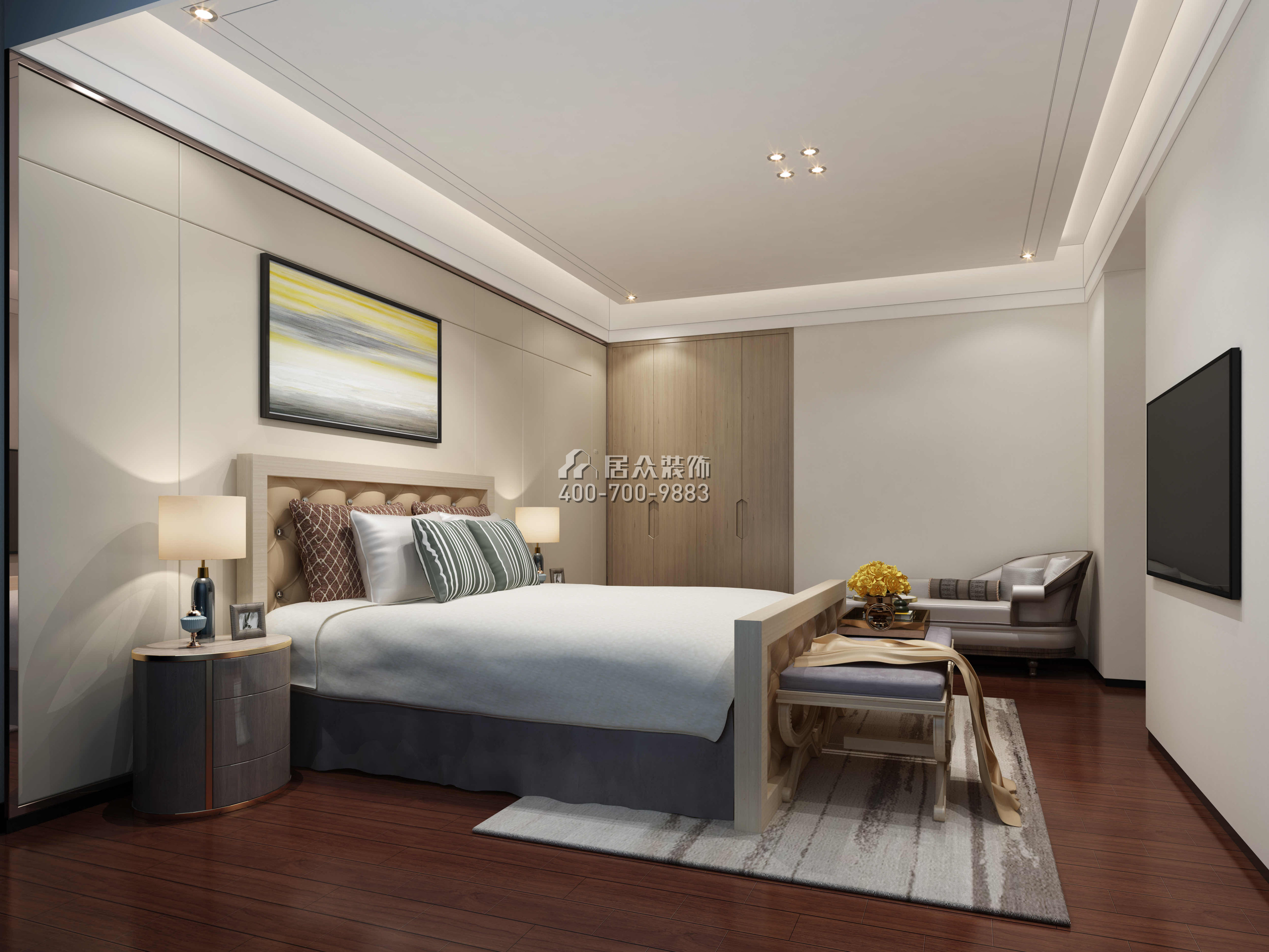 中信红树湾220平方米现代简约风格平层户型卧室装修效果图