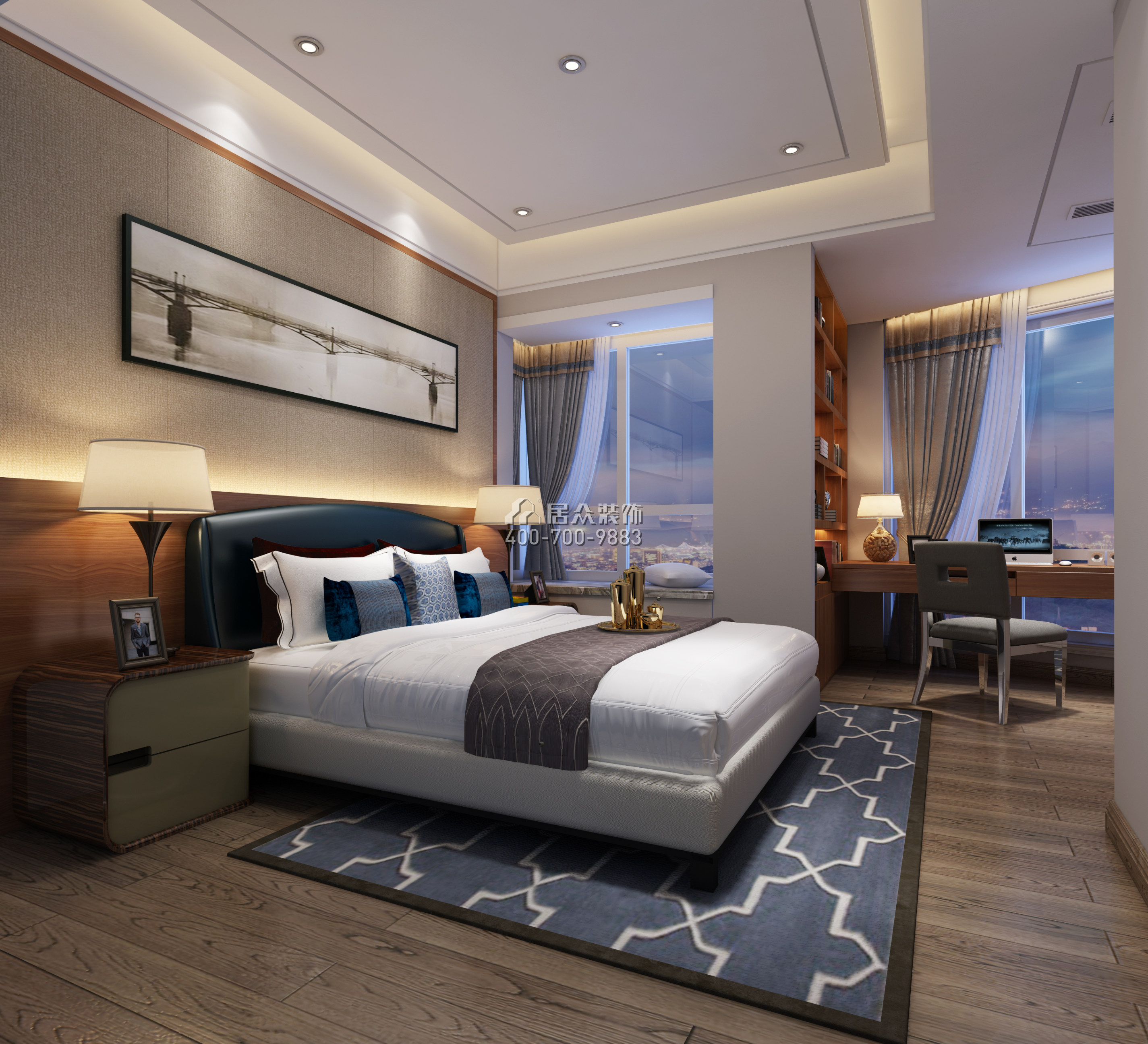 熙园269平方米美式风格平层户型卧室装修效果图