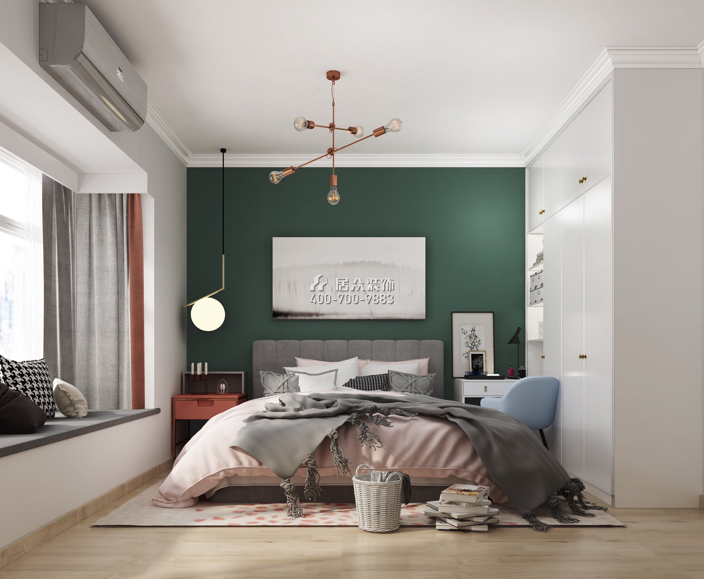 传麒尚林82平方米现代简约风格平层户型卧室装修效果图