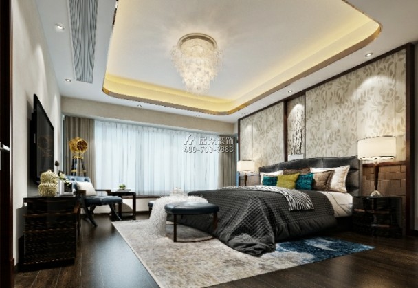 美的君兰江山410平方米现代简约风格平层户型卧室装修效果图