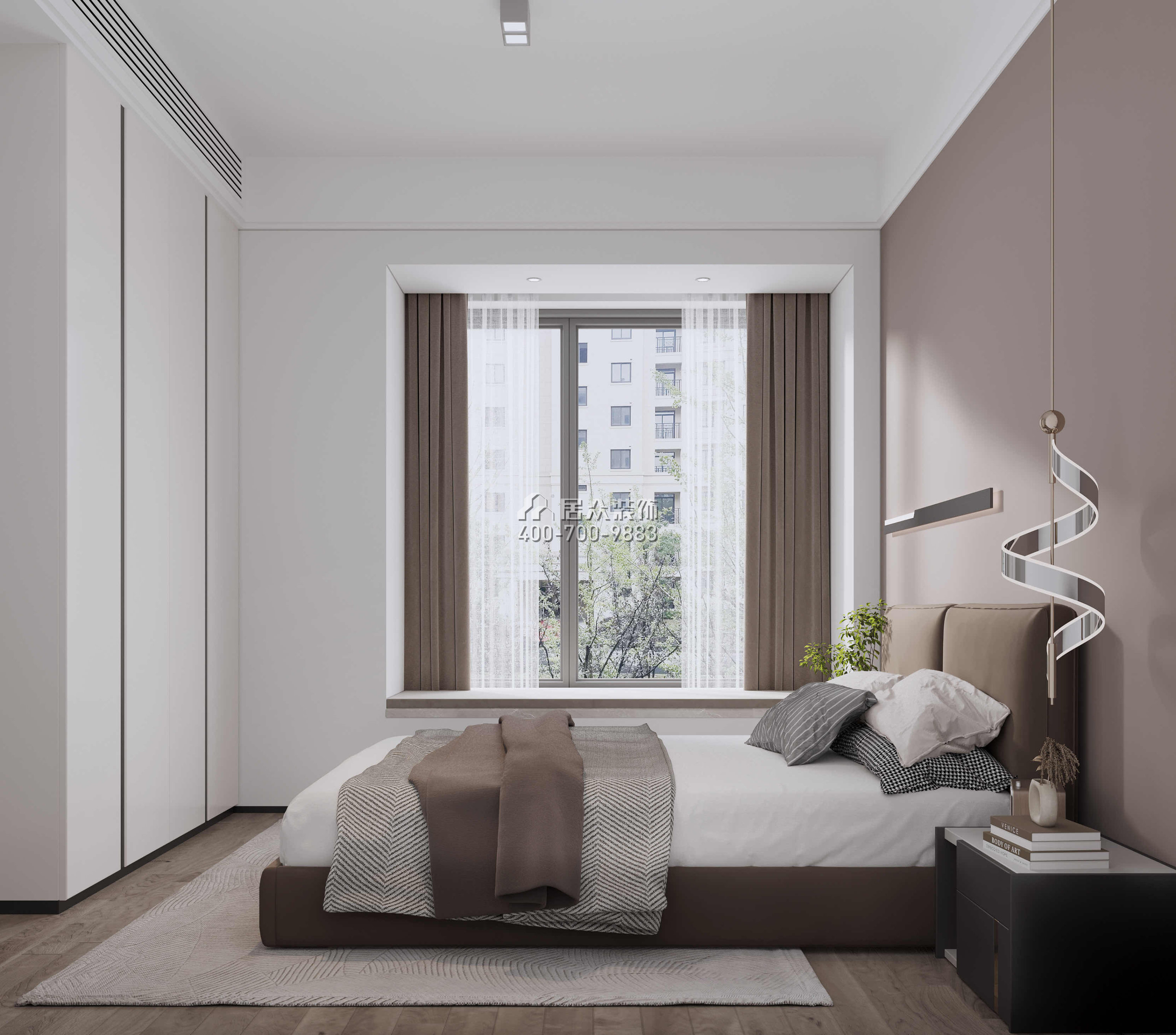 深业鹤塘岭花园120平方米现代简约风格平层户型卧室装修效果图