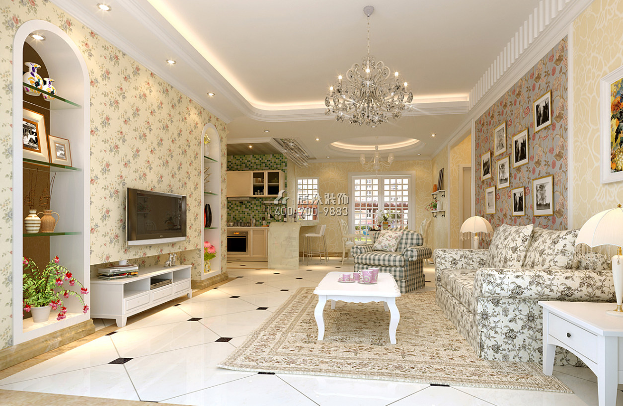 瑞麒紫居梦想家园900平方米混搭风格平层户型客厅装修效果图