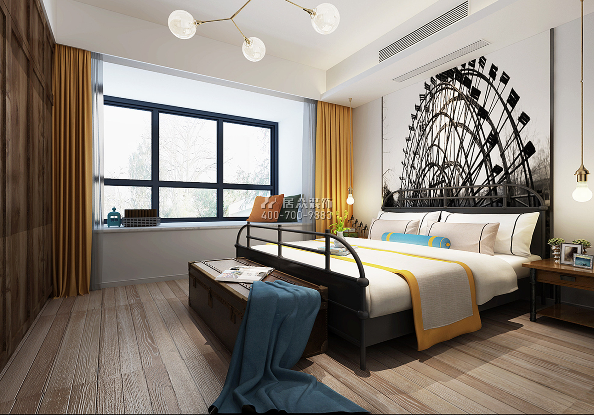 经泽景园130平方米现代简约风格平层户型卧室装修效果图
