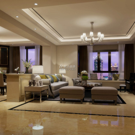 御景龍湖129平方米現代簡約風格平層戶型客廳裝修效果圖