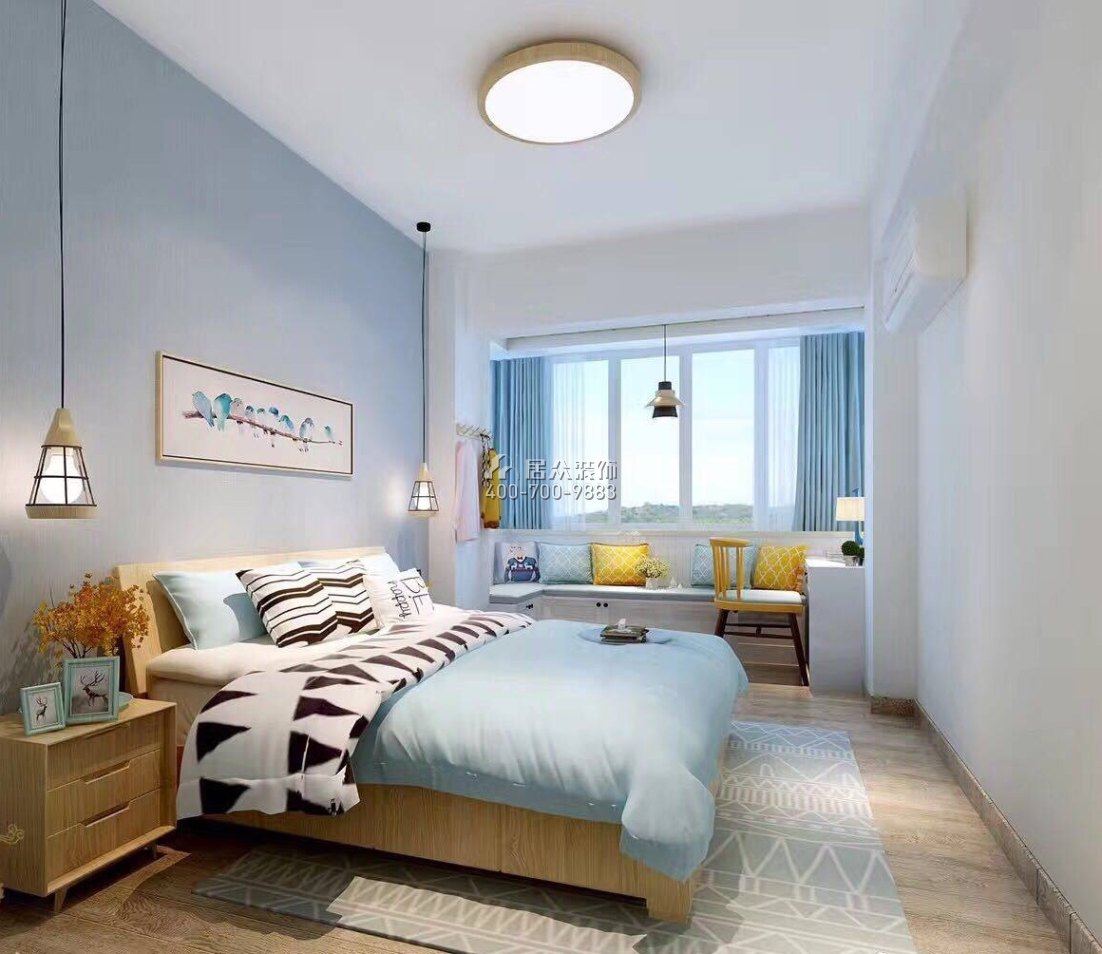 华盛新沙荟名庭三期70平方米现代简约风格平层户型卧室装修效果图