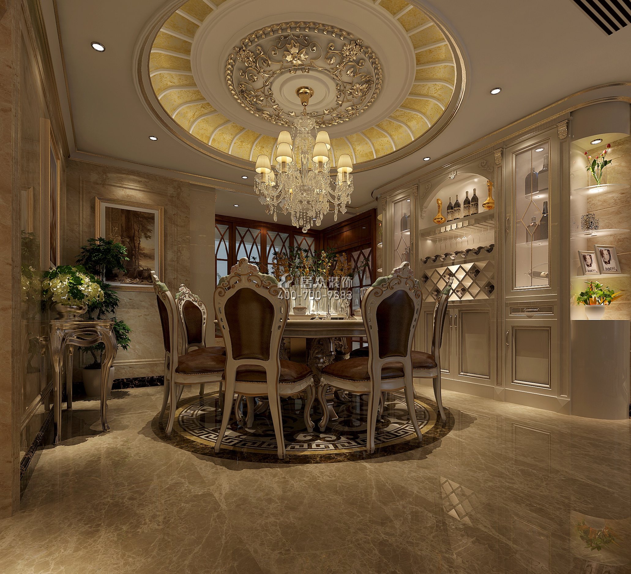 雅居乐花冠集192平方米欧式风格平层户型餐厅装修效果图
