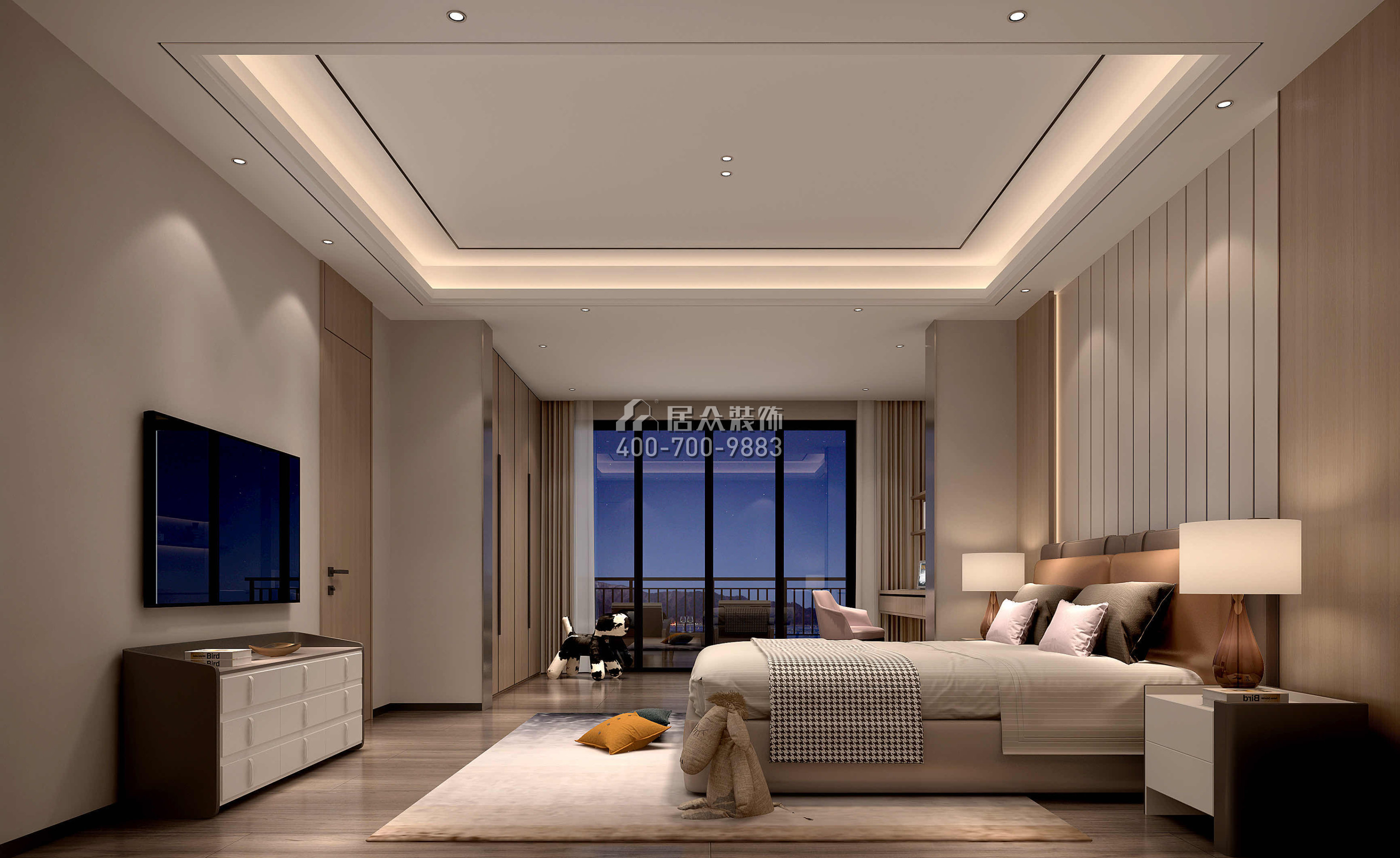 海逸豪庭366平方米现代简约风格别墅户型卧室装修效果图