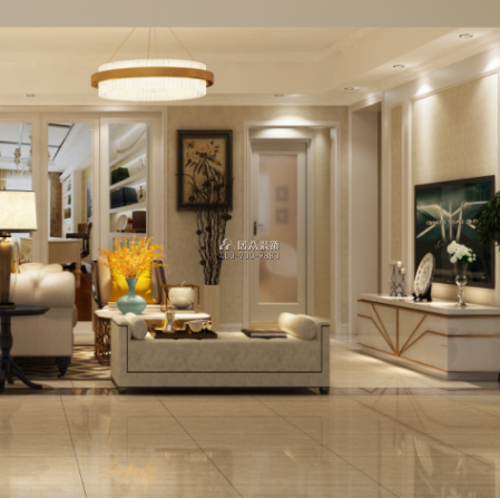 招商卡達凱斯140平方米歐式風格平層戶型客廳裝修效果圖