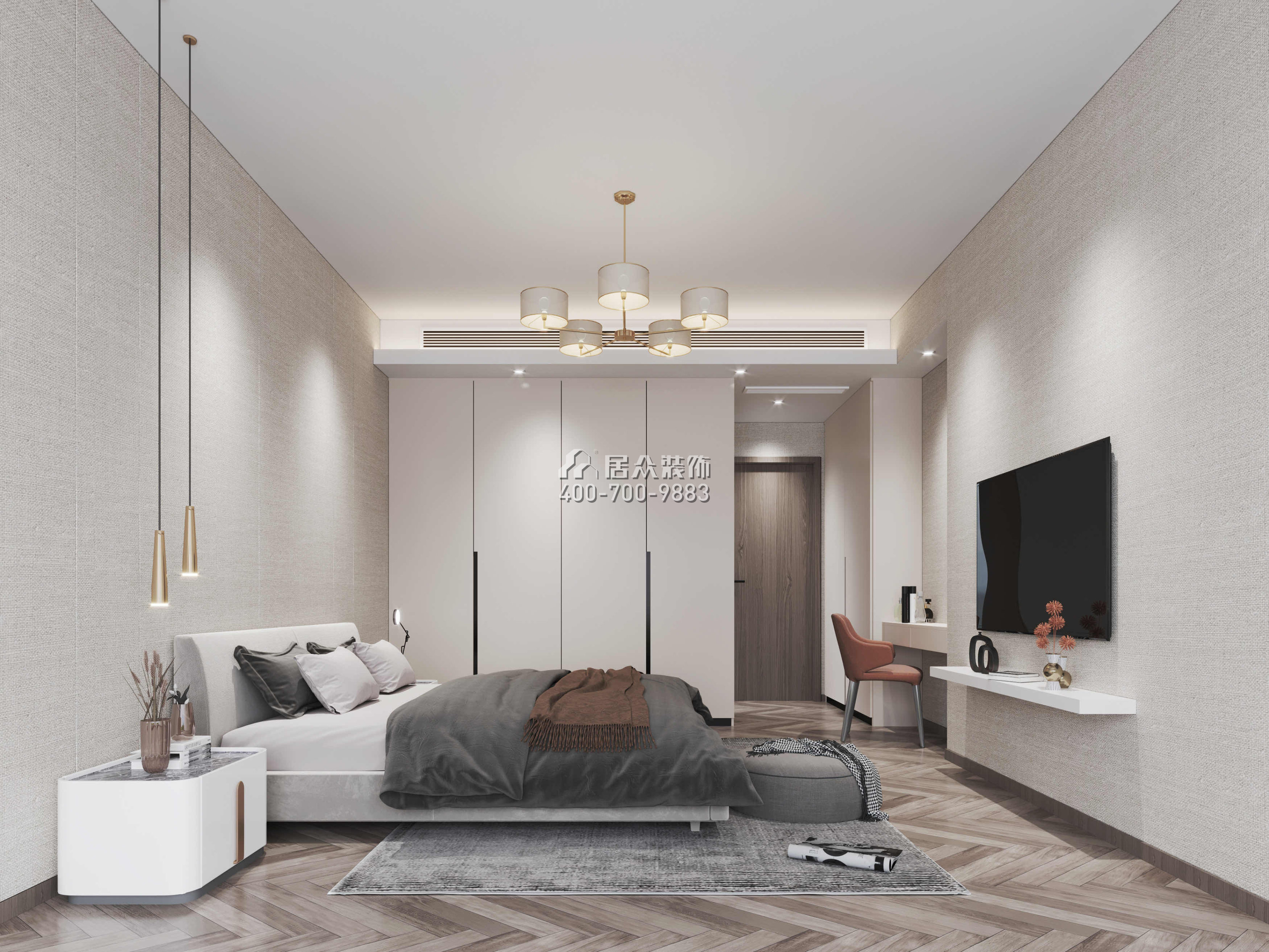 大康福盈门175平方米现代简约风格平层户型卧室装修效果图