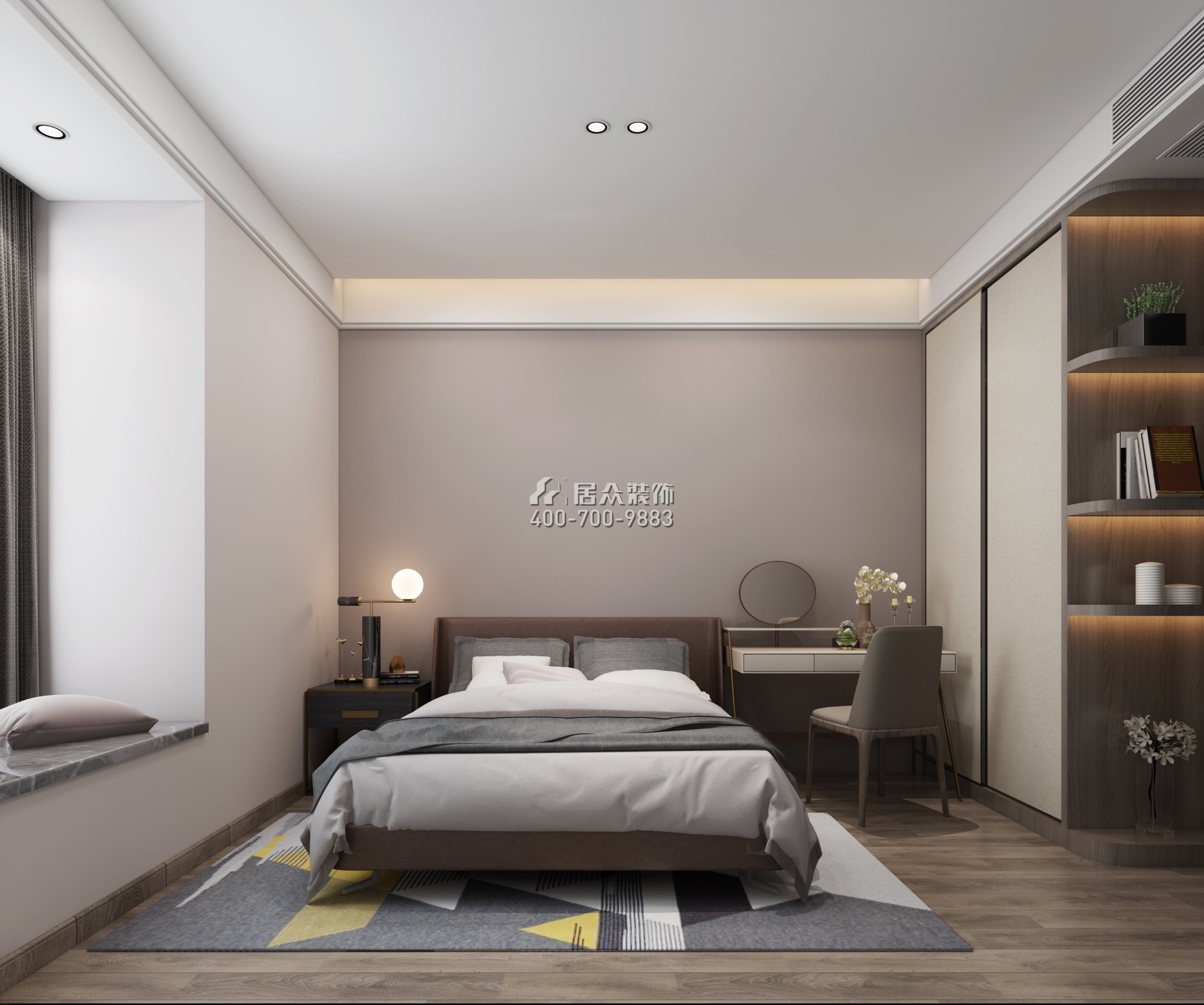 水湾壹玖柒玖广场一期169平方米现代简约风格平层户型卧室装修效果图