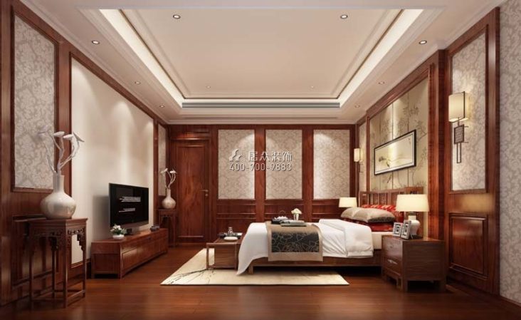 栖棠映山228平方米中式风格平层户型卧室装修效果图