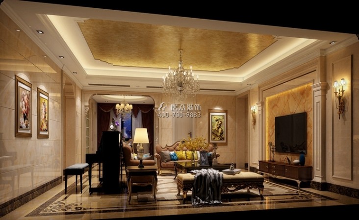 珠江帝景灣187平方米歐式風格平層戶型客廳裝修效果圖