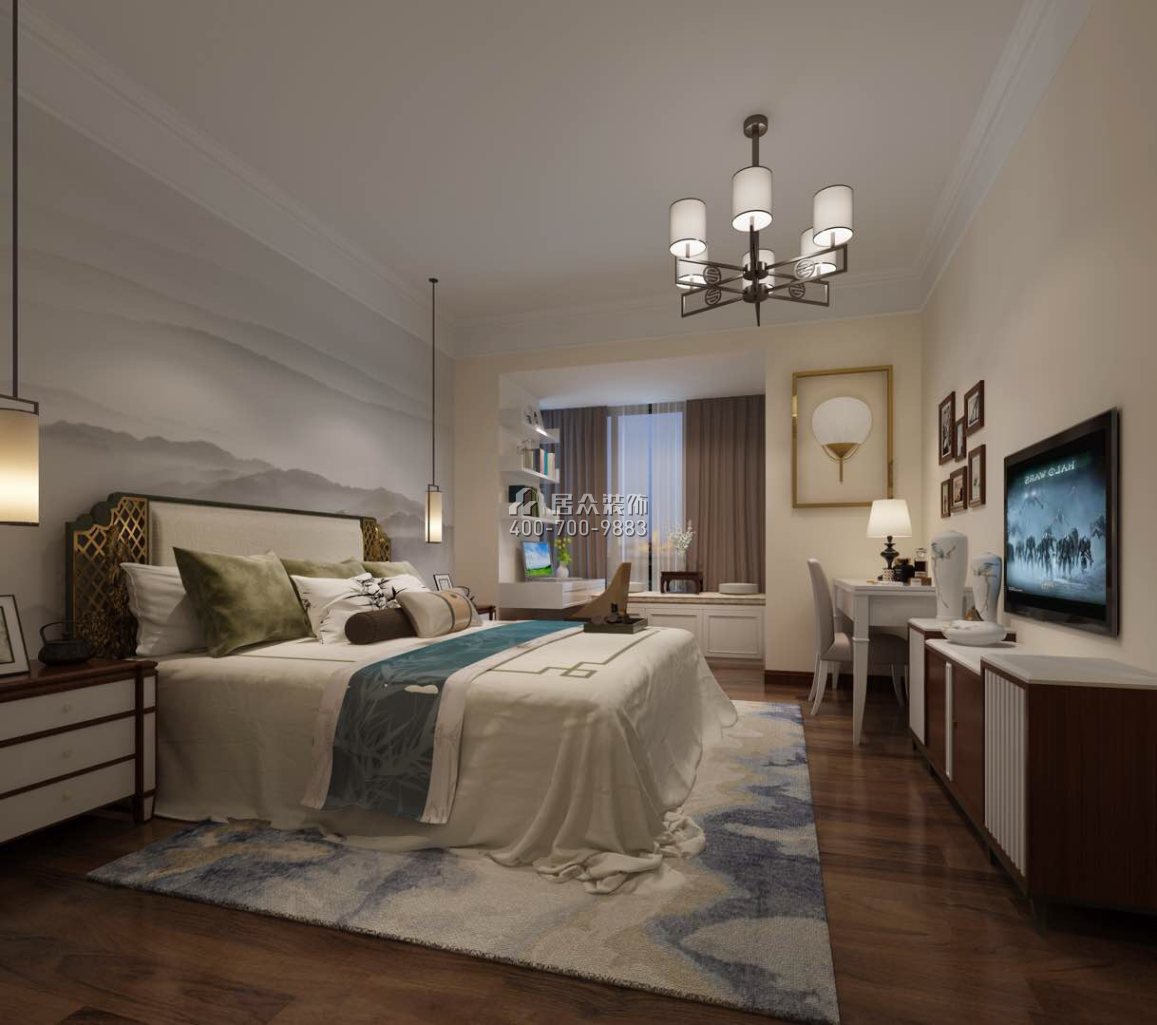 美的君兰江山178平方米中式风格平层户型卧室装修效果图
