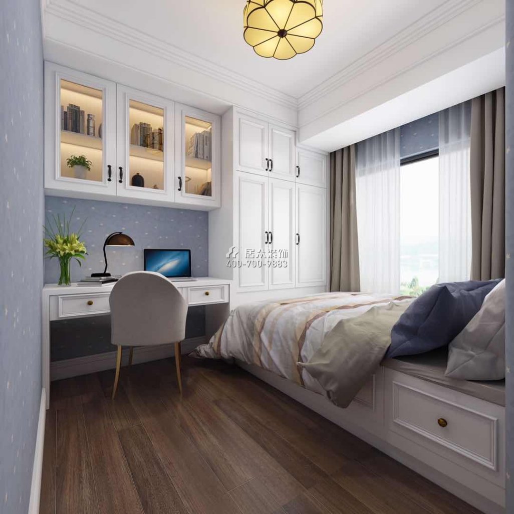 松茂御龙湾90平方米美式风格平层户型卧室装修效果图