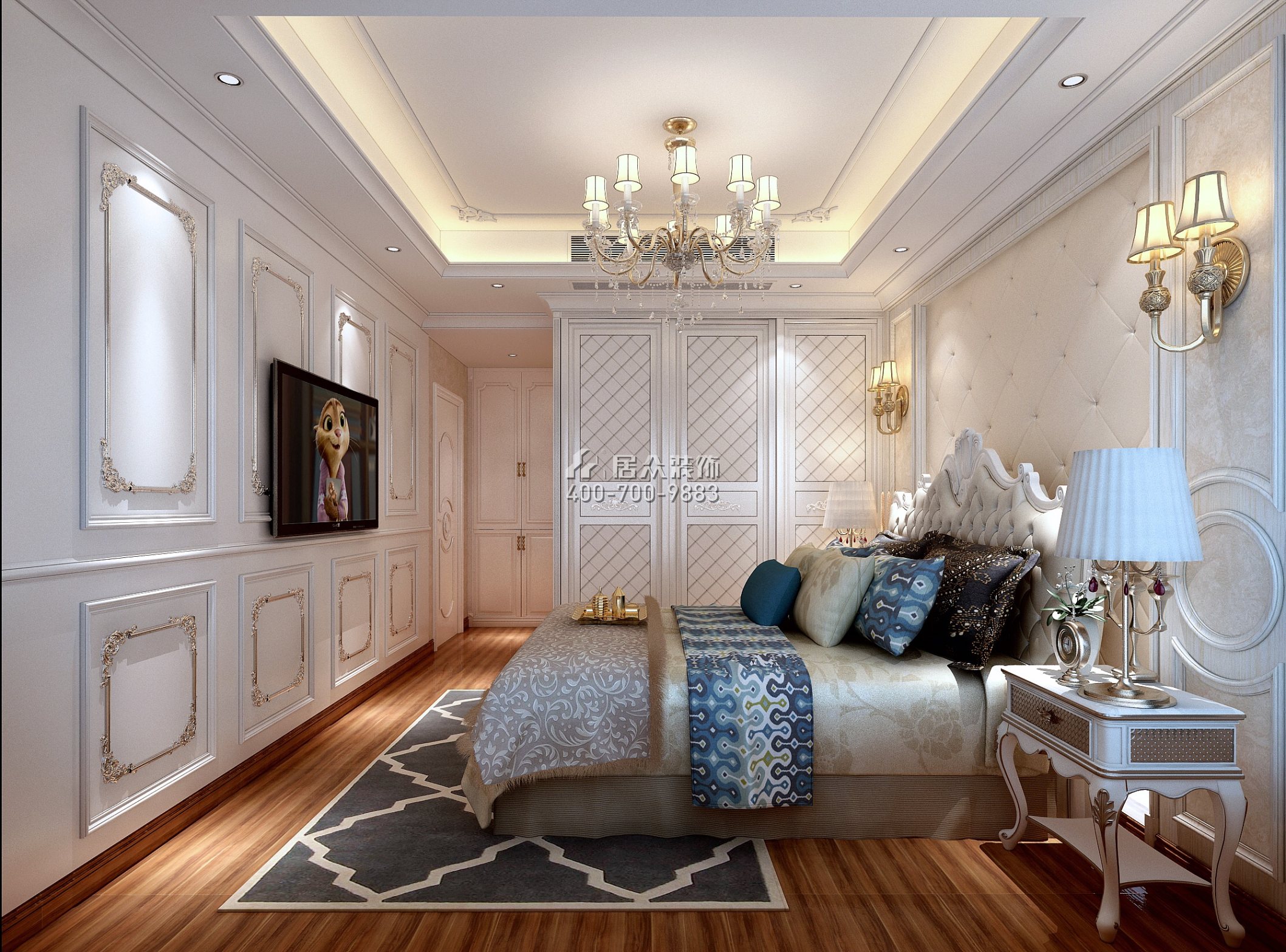 華盛·西薈城4期138平方米歐式風格平層戶型臥室裝修效果圖