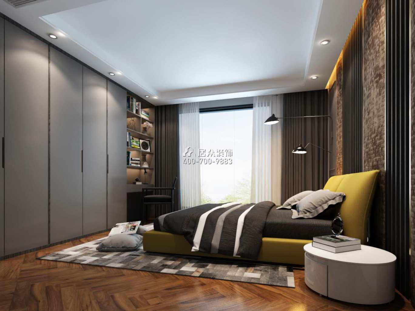 康桥融府210平方米现代简约风格别墅户型卧室装修效果图