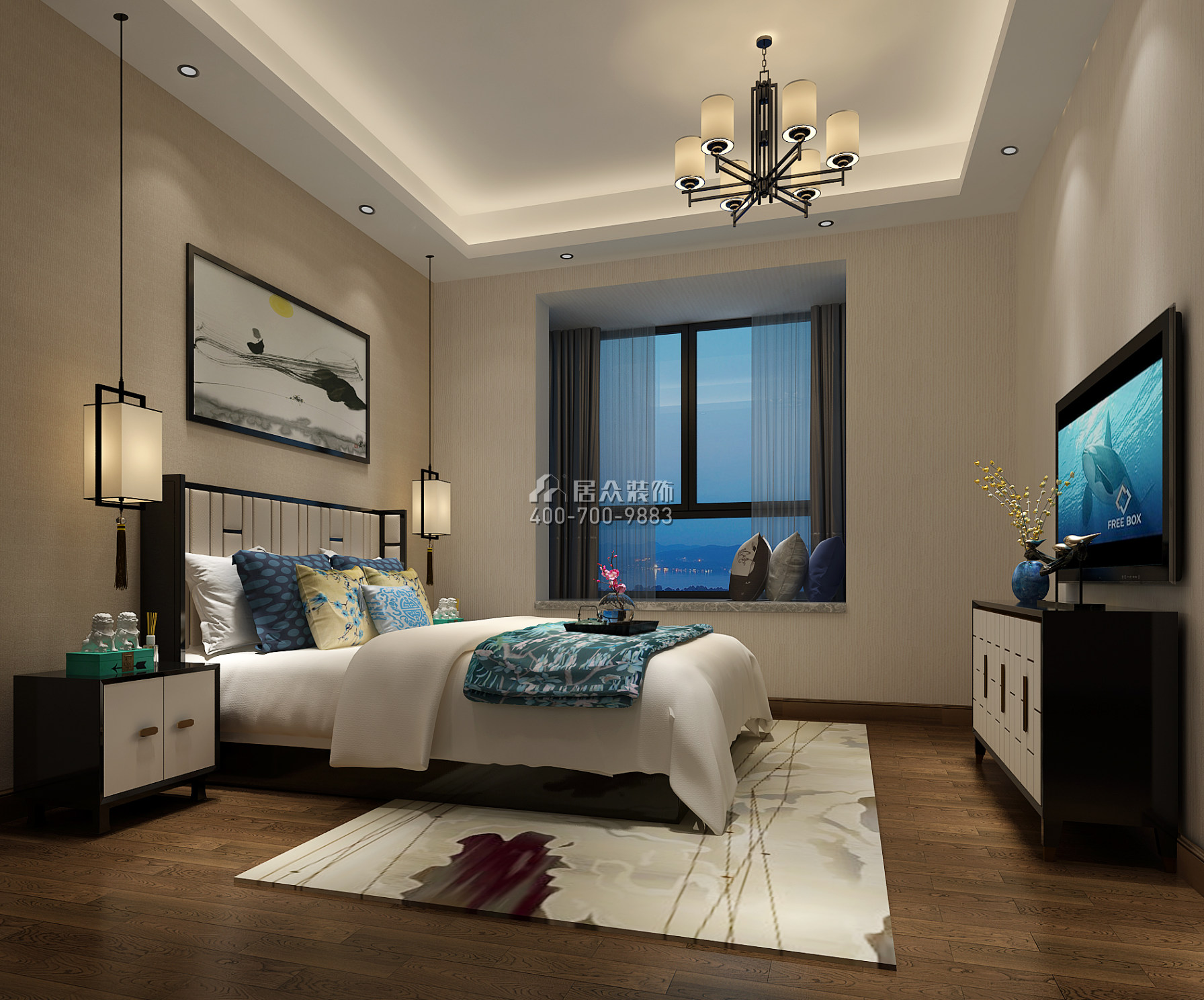 凯景中央首座350平方米美式风格平层户型卧室（中国）科技有限公司官网效果图