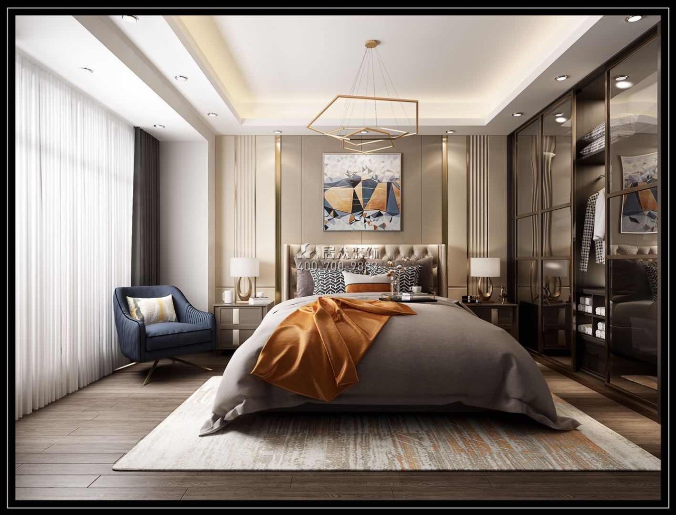 星城翠珑湾150平方米现代简约风格平层户型卧室装修效果图