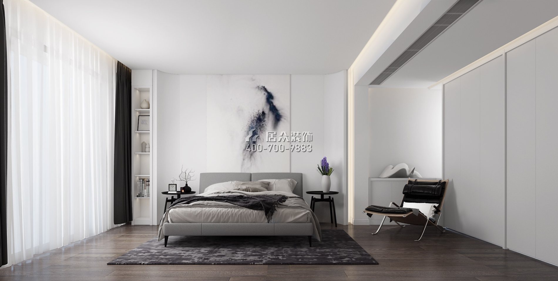 金城苑250平方米现代简约风格复式户型卧室装修效果图