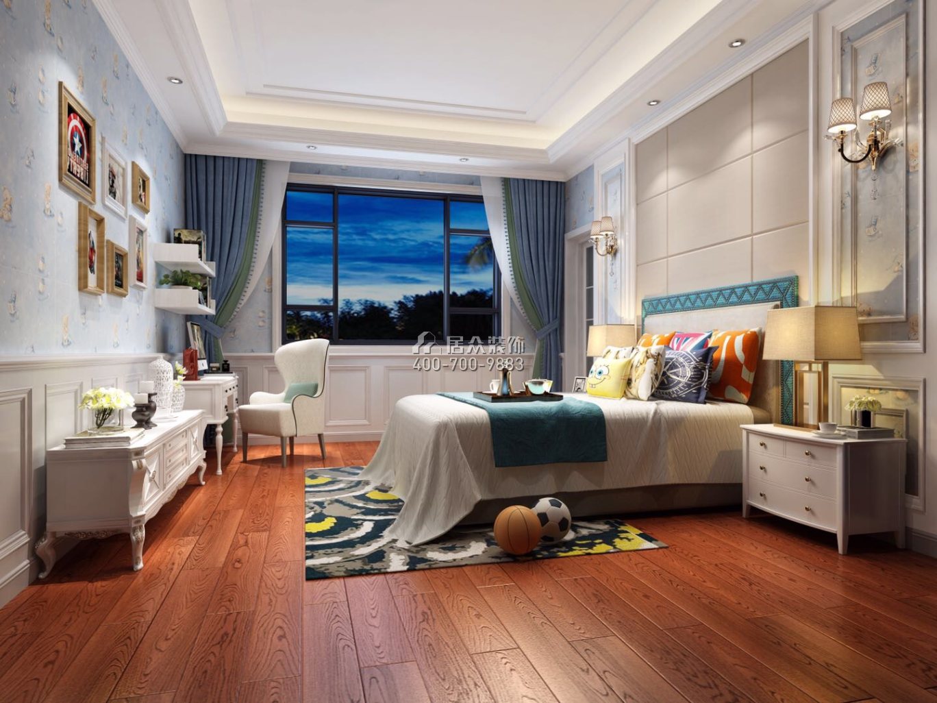 汇景御海蓝岸800平方米欧式风格别墅户型卧室装修效果图