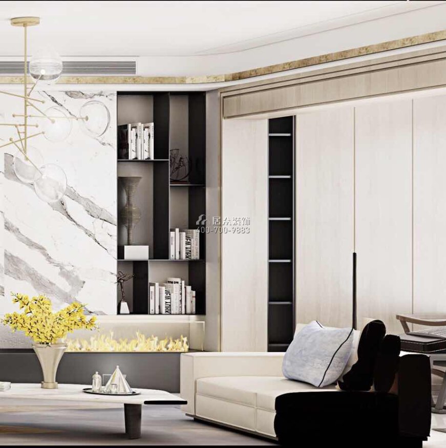晟通牡丹舸240平方米現代簡約風格平層戶型客廳裝修效果圖
