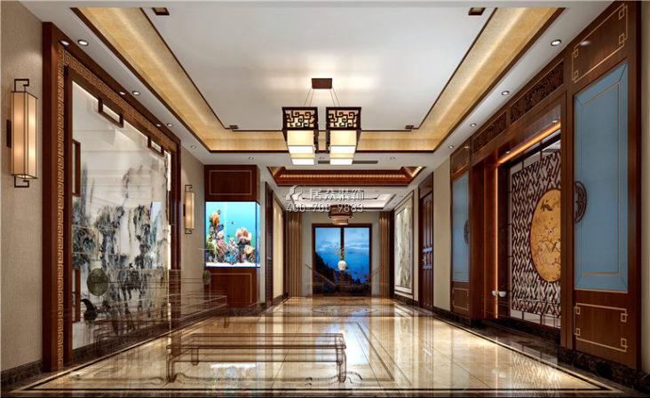 中海珑玺130平方米中式风格平层户型客厅装修效果图