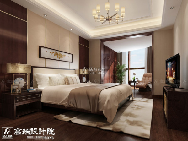 湘江豪庭260平方米中式风格平层户型卧室装修效果图