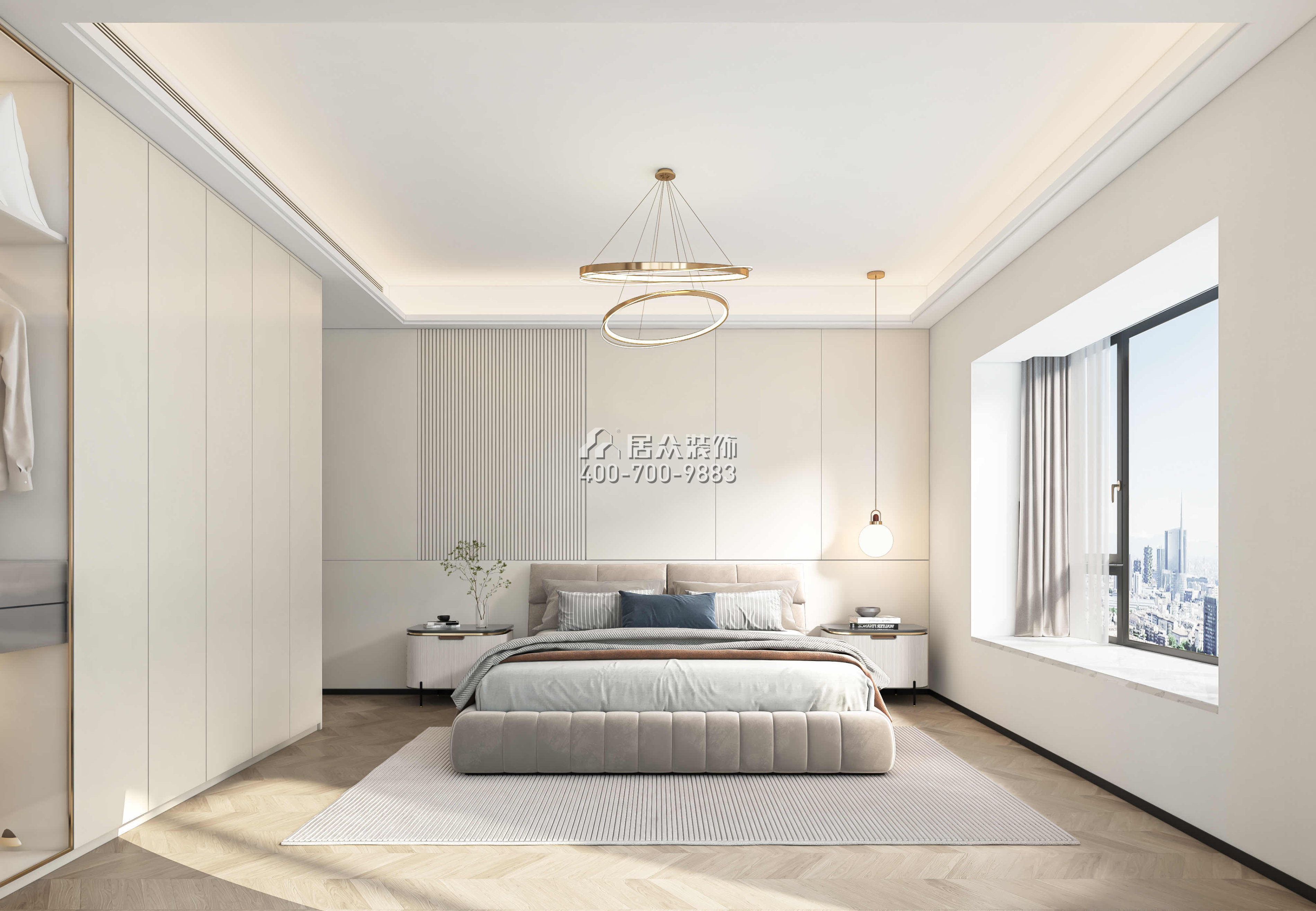 蔚蓝海岸一期130平方米现代简约风格平层户型卧室装修效果图