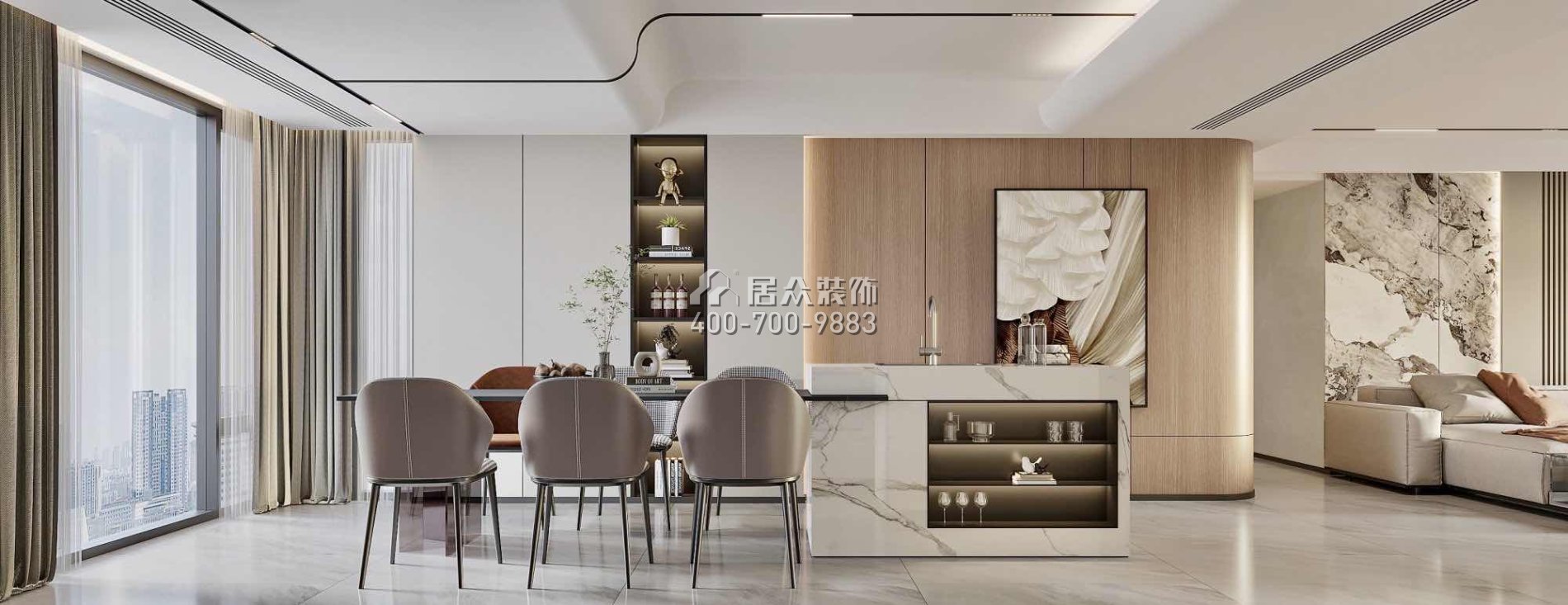 華發新城200平方米現代簡約風格平層戶型餐廳裝修效果圖