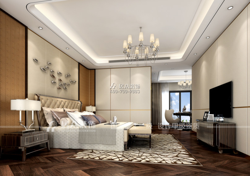 华成·天地墅园300平方米现代简约风格别墅户型卧室装修效果图