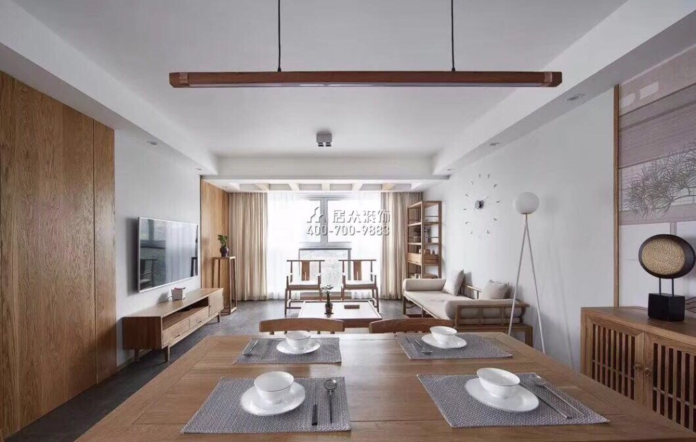 中洲中央公園二期120平方米現代簡約風格平層戶型客廳裝修效果圖