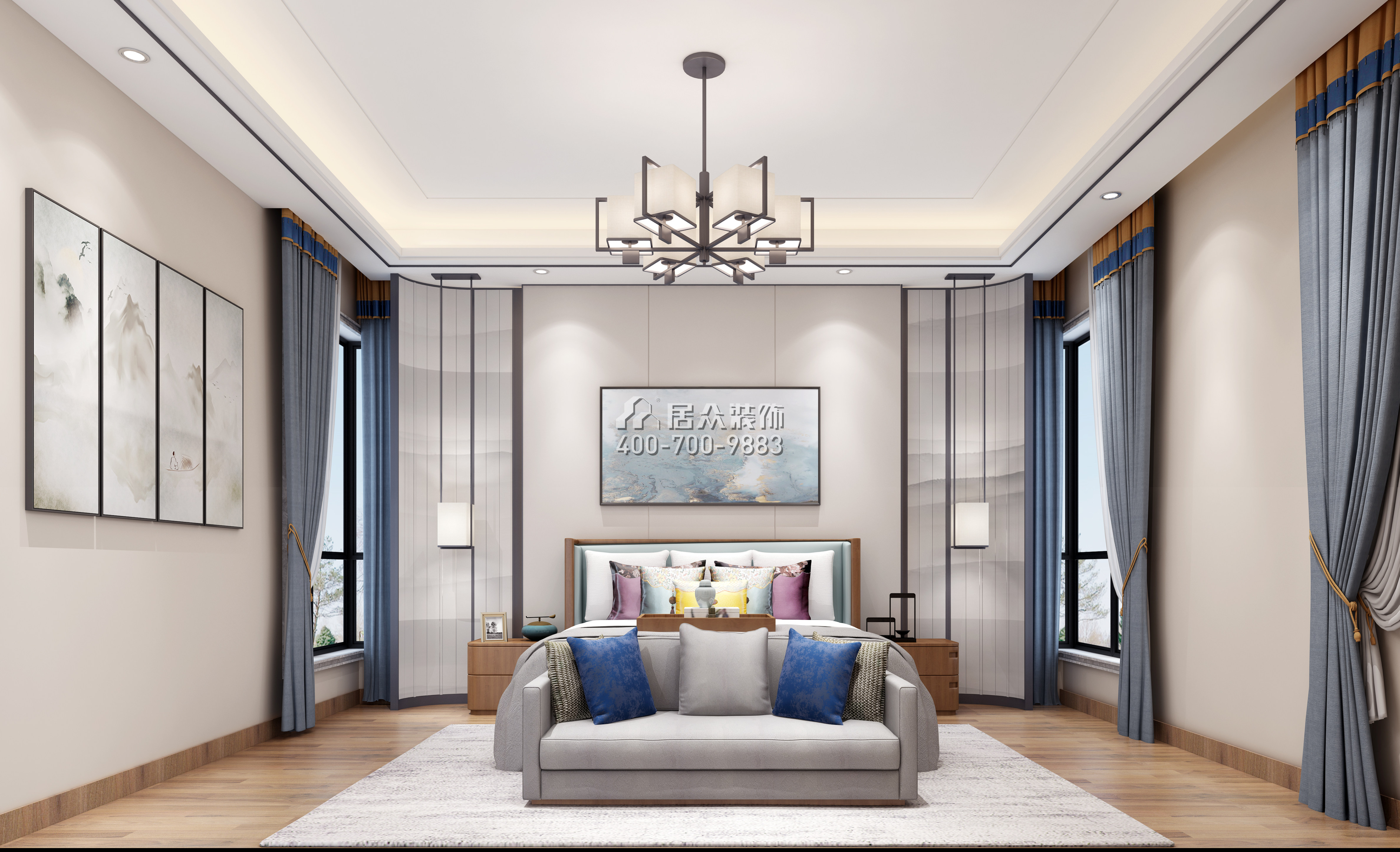 丽水佳园390平方米中式风格3户型卧室装修效果图