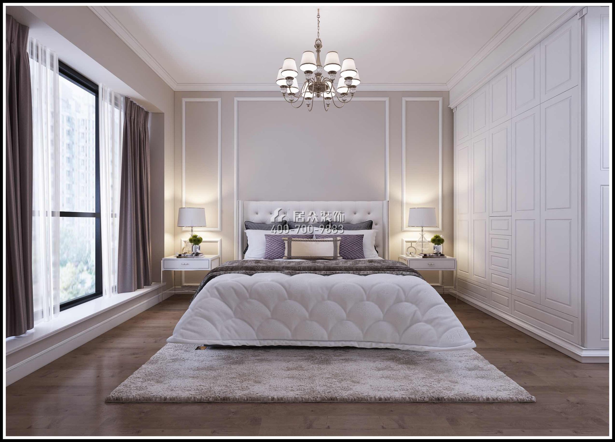 阳光粤海212平方米现代简约风格平层户型卧室装修效果图