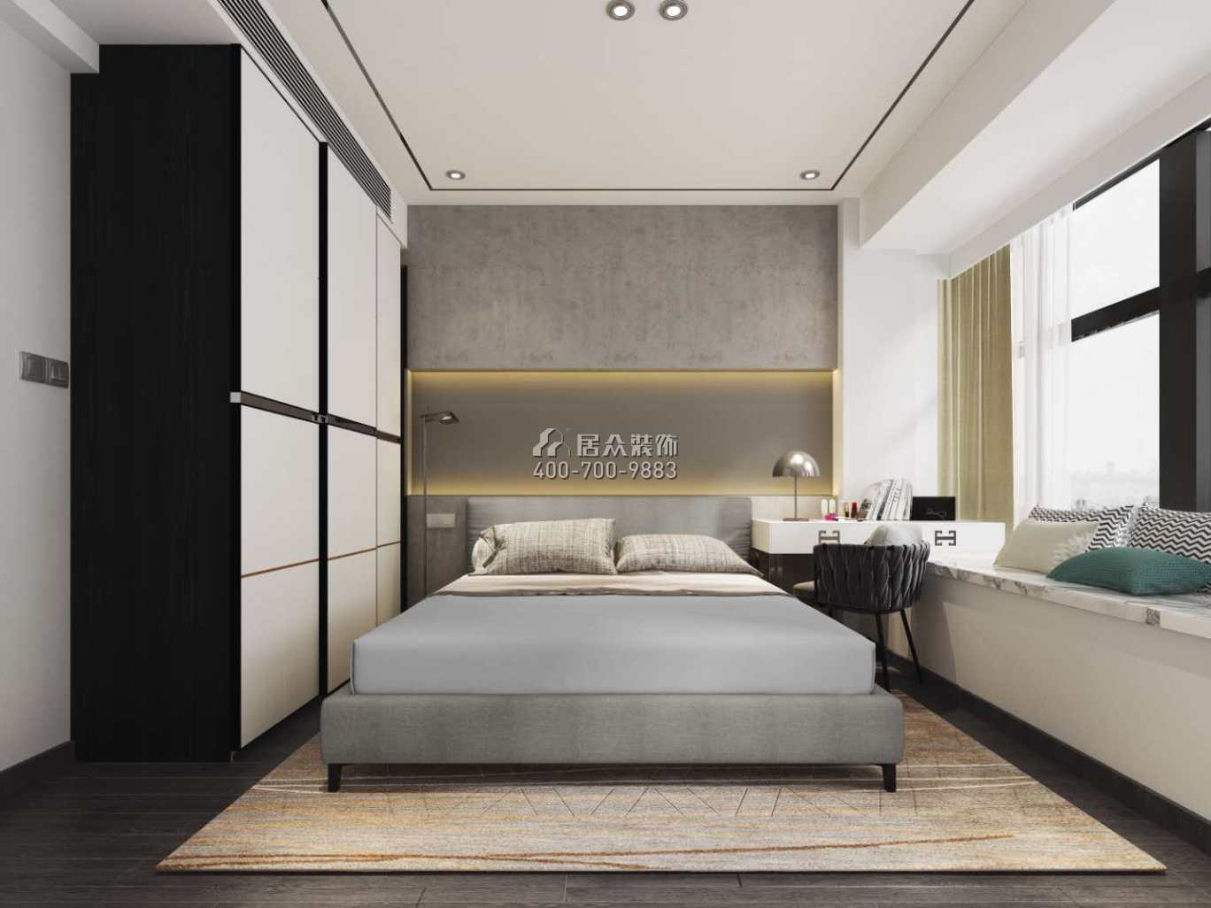碧海君庭89平方米现代简约风格平层户型卧室装修效果图