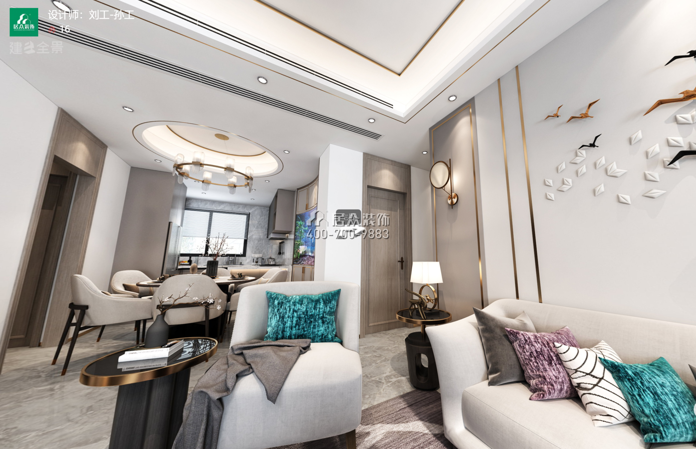 翠湖香山别苑97平方米中式风格复式户型客厅装修效果图
