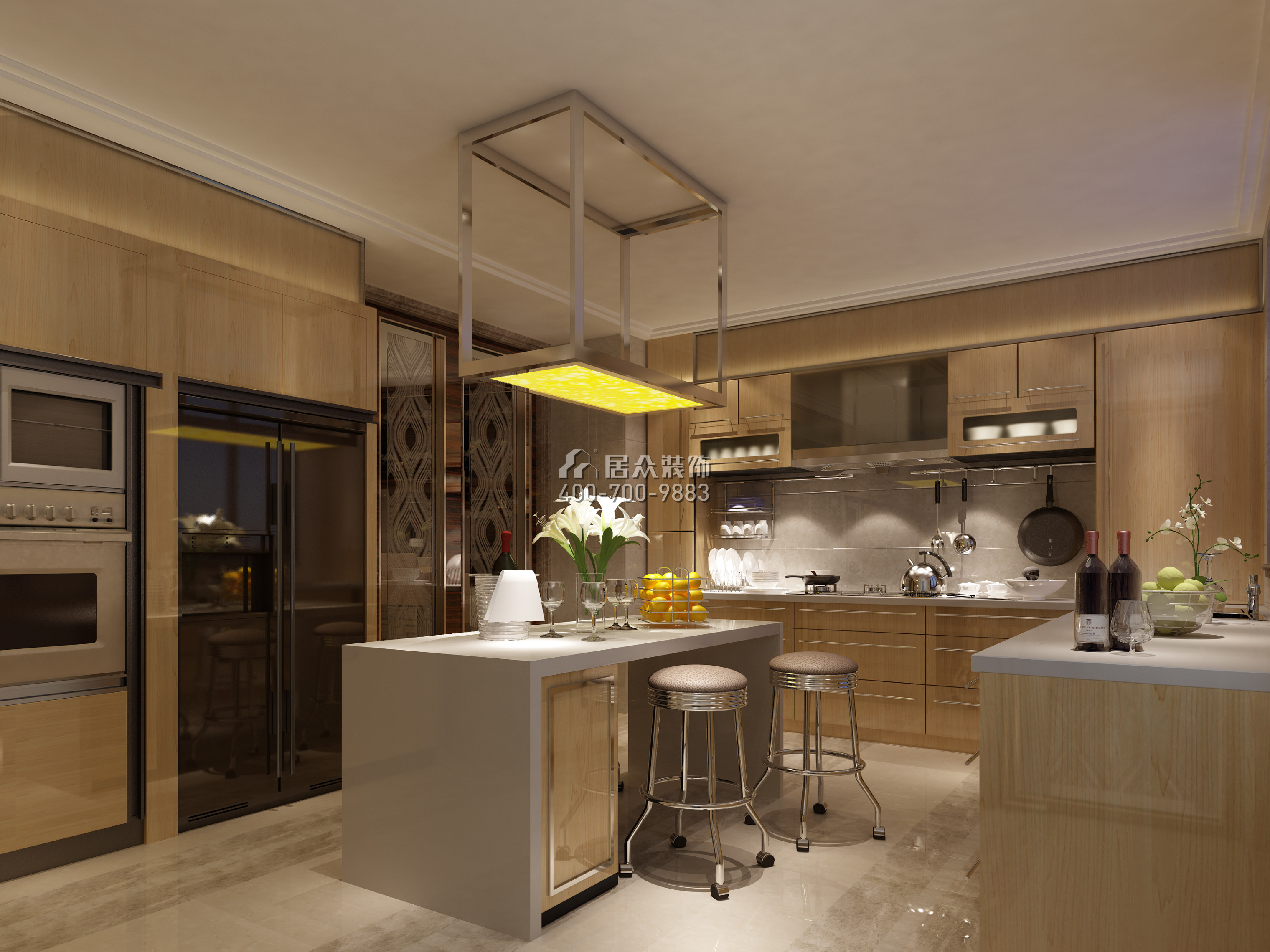 保利国际350平方米现代简约风格平层户型厨房装修效果图